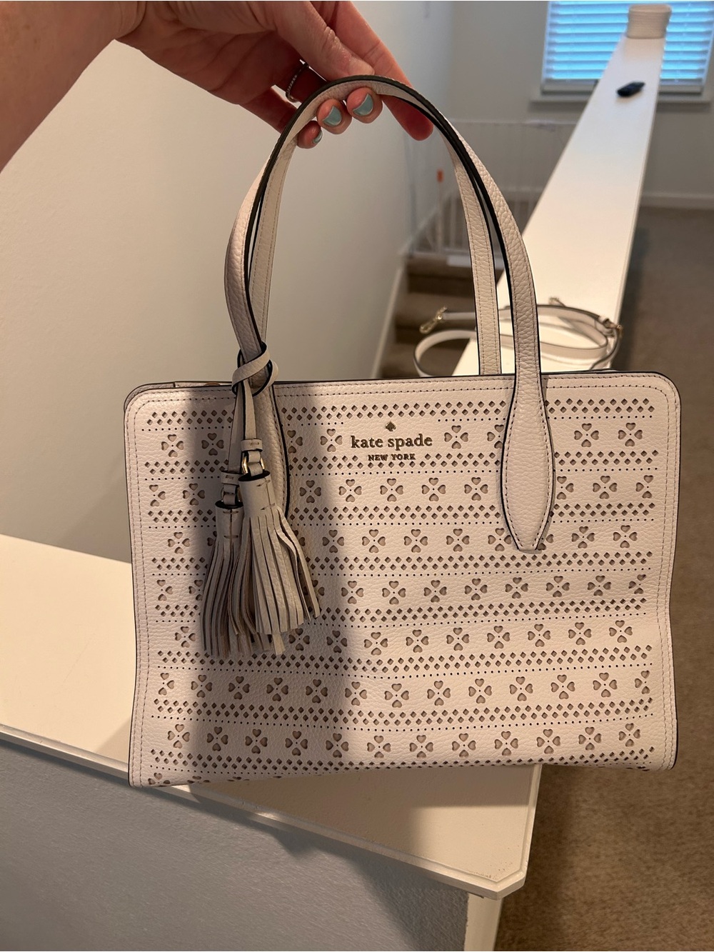 kate spade Perforated Leather Tote — white - Picture 1 of 4